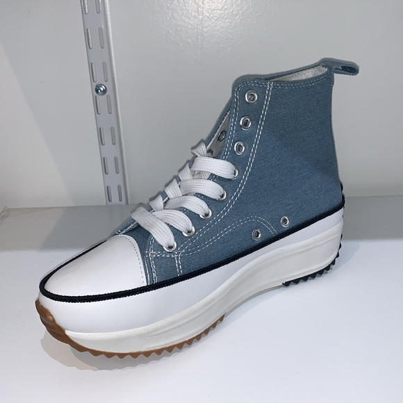 LIGHT BLUE HIGH TOP CANVAS SNEAKERS - Picture 4 of 5